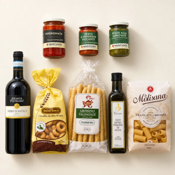 Mediterrane Spezialitätenbox von oben